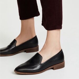 Madewell The Frances Black Leather Slip-On Loafers